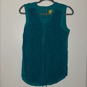 Anthropologie Maeve Green Lace Blouse size 4 NWT